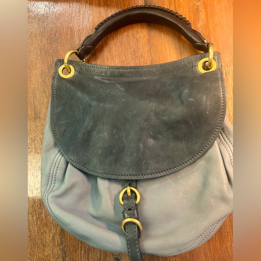 Miu Miu Grey & Brown Aviator Flap Shoulder Bag